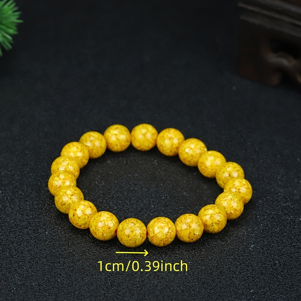 Natural Cinnabar Beaded Bracelet for Good Fortune, Wealth, and Positive Energy, Elastic Crystal Jewelry for Women