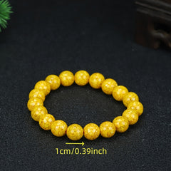 Natural Cinnabar Beaded Bracelet for Good Fortune, Wealth, and Positive Energy, Elastic Crystal Jewelry for Women