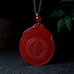 Elegant Cinnabar Eight Trigrams Pendant Necklace - Wealth Attraction & Synthetic Stone Fashion for Men