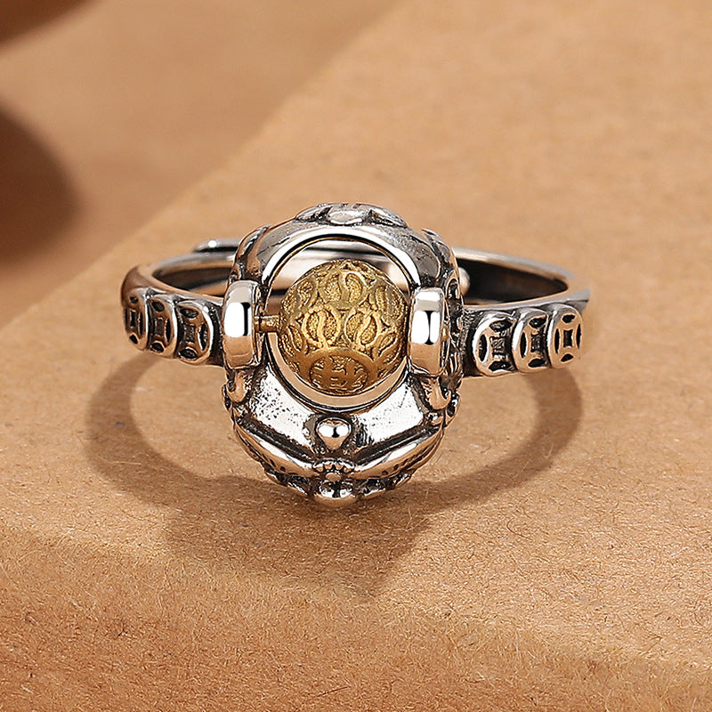 Women's & Men's Chinese Pi Xiu Lucky Charm Ring - Enhance Wealth & Protection with White Golden Plated Design