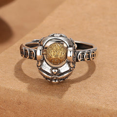 Women's & Men's Chinese Pi Xiu Lucky Charm Ring - Enhance Wealth & Protection with White Golden Plated Design