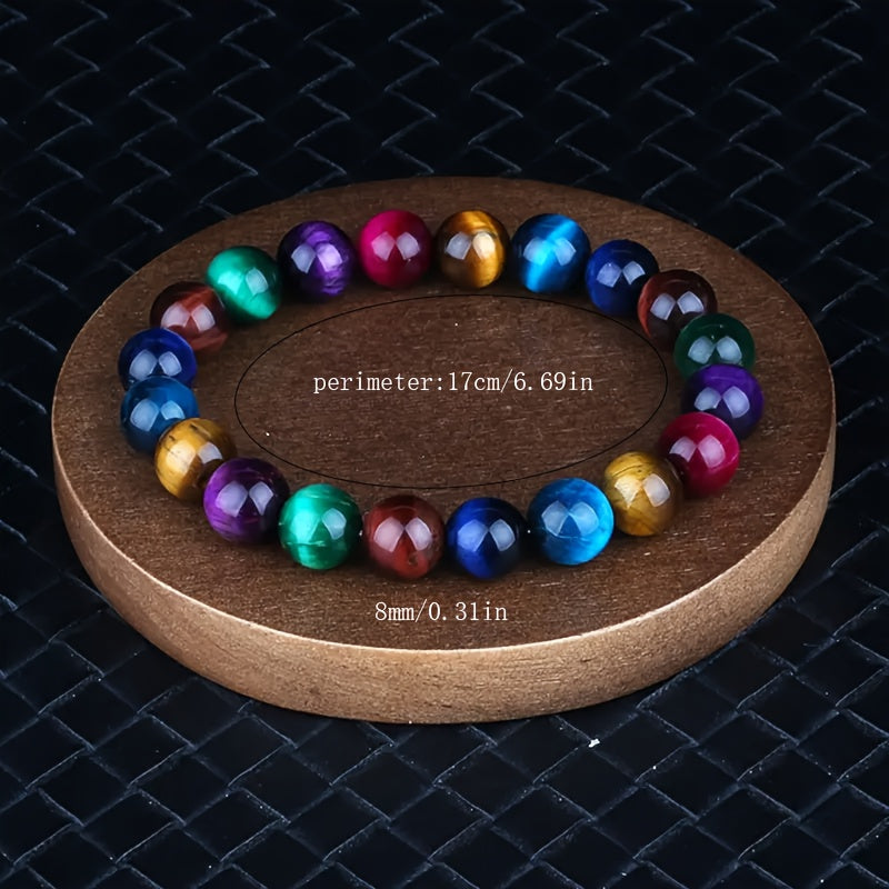 Luxurious Multicolor Tiger Eye Bracelet - Natural Stone Energy for Daily Wear & Gifting