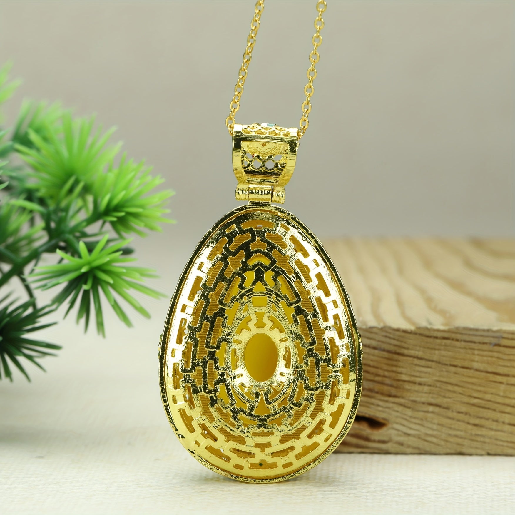 Elegant Golden Agate Necklace - Floral Motif Energy for Harmony & Prosperity