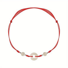 Hand-Woven Red Rope Ankle Chain with Imitation Jade Beads - Retro Resin Ankle Bracelet for Happiness & Good Luck, Casual Everyday Symbolic Accessory