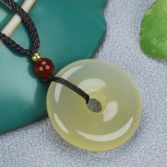 Bohemian Agate Peace Pendant Necklace - White Stone Energy for Casual Wear & Gifting