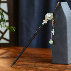 1pc Vintage Japanese Hair Stick with Floral Chain - Elegant Hairpin for Weddings & Cosplay with Teardrop Accents & Alloy Construction