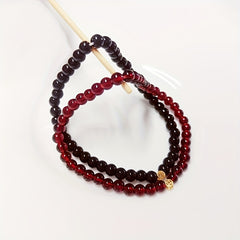 Red Garnet & Black Obsidian Bracelet Set - Lucky Coin Pendant for Couples & Daily Wear