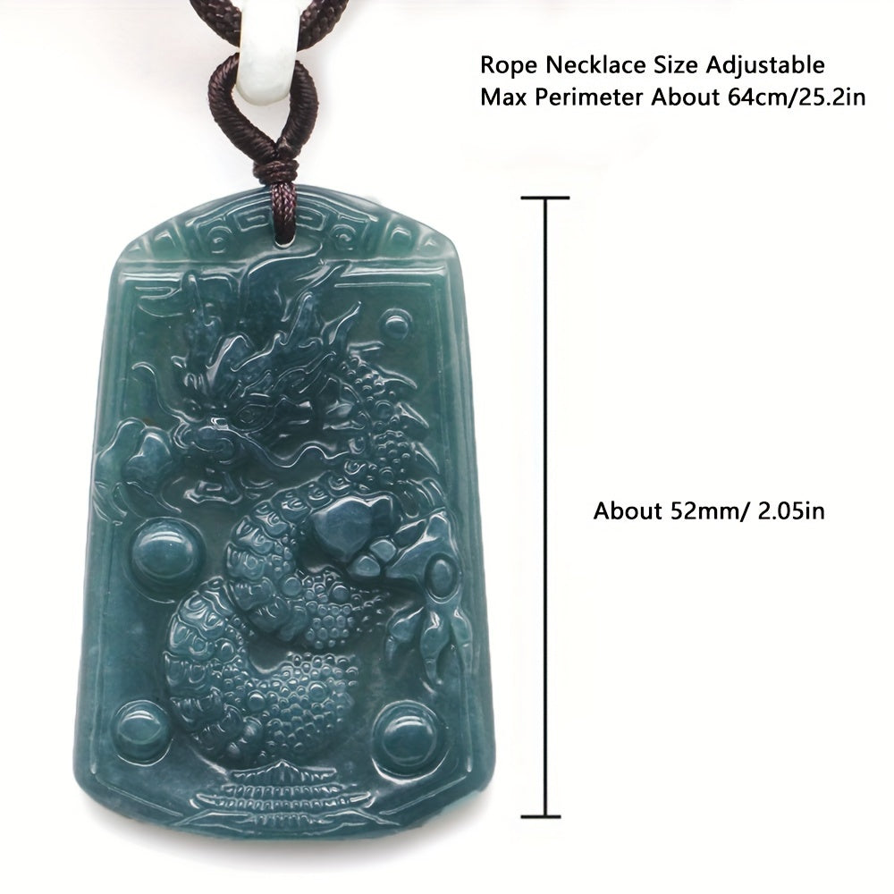 Natural Stone Dragon Pendant Necklace – Authentic Carved Amulet for Protection & Good Fortune