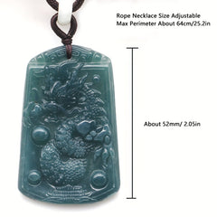Natural Stone Dragon Pendant Necklace – Authentic Carved Amulet for Protection & Good Fortune