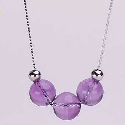 Purple Crystal Pendant Necklace - S925 Silver Harmony & Protection Talisman