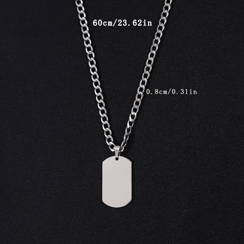Men's Stainless Steel Military Necklace - Heavy-Duty Chain & Minimalist Pendant for Protection & Strength - Durable Everyday Jewelry for Dad, Husband, Boyfriend