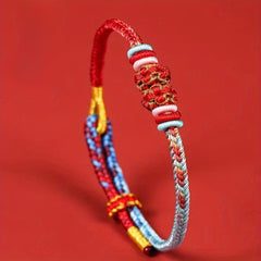Dragon Boat Festival Peach Blossom Rope Bracelet - Hand-Woven Adjustable Bracelet for Love & Good Luck