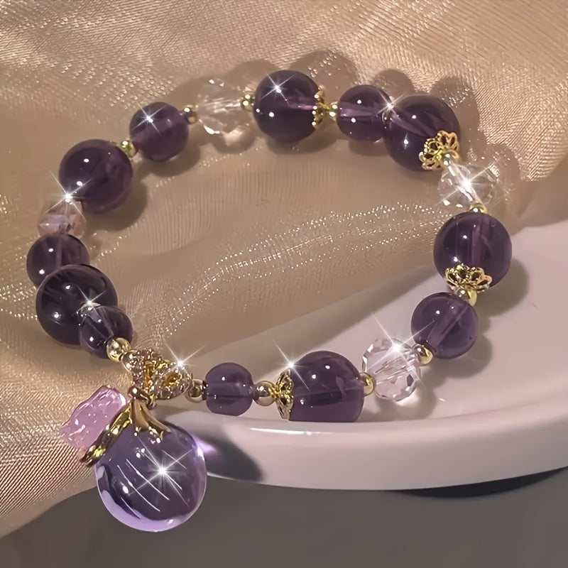 Bohemian Amethyst Bead Bracelet – Wealth & Protection Energy for Daily Wear