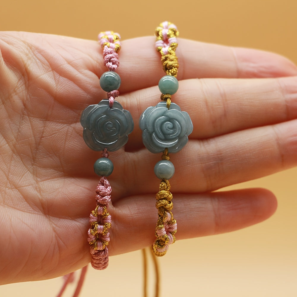 Handmade Natural Stone Rose Bracelet - Unisex Fashion for Valentine's Day Energy