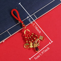 Chinese Nostalgic Red & Gold Enamel Lucky Keychain — Fortune, Protection & Positive Energy Amulet