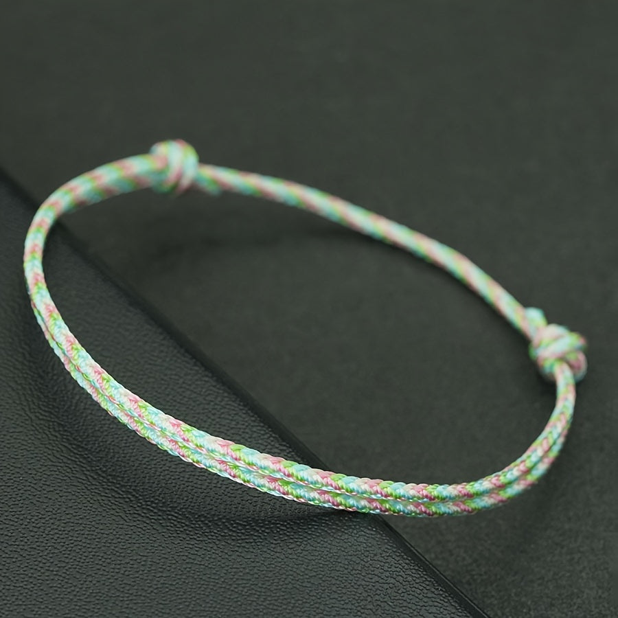 4 Colors Lucky Rope Bracelet: Adjustable Friendship Bracelet for Men with Colorful Energy