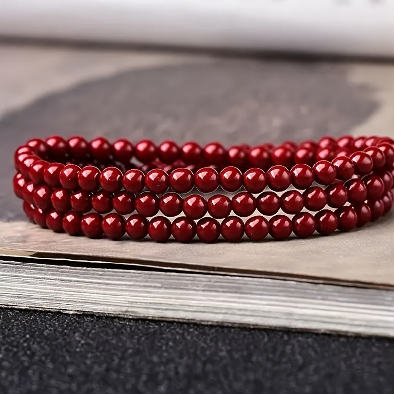 108 Beads Blessing Bracelet: Red Agate Beads for Good Luck & Spiritual Energy