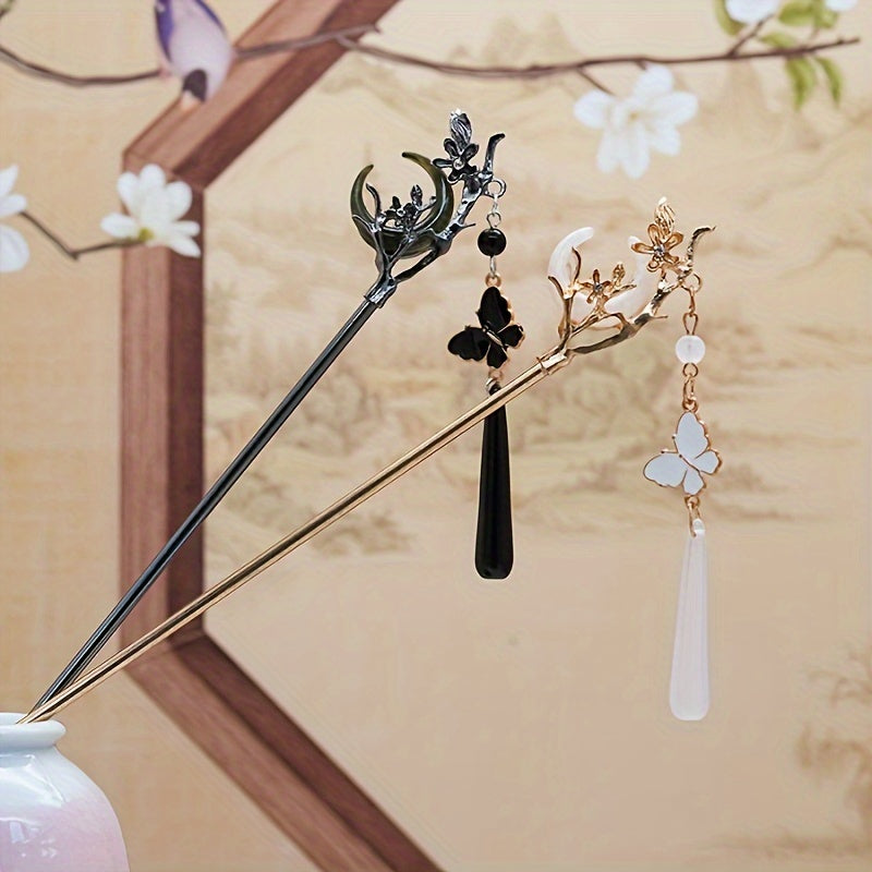 Butterfly Water Drop Hairpin - Ancient Style Tassel Accessory for Mind-Body-Spirit Balance