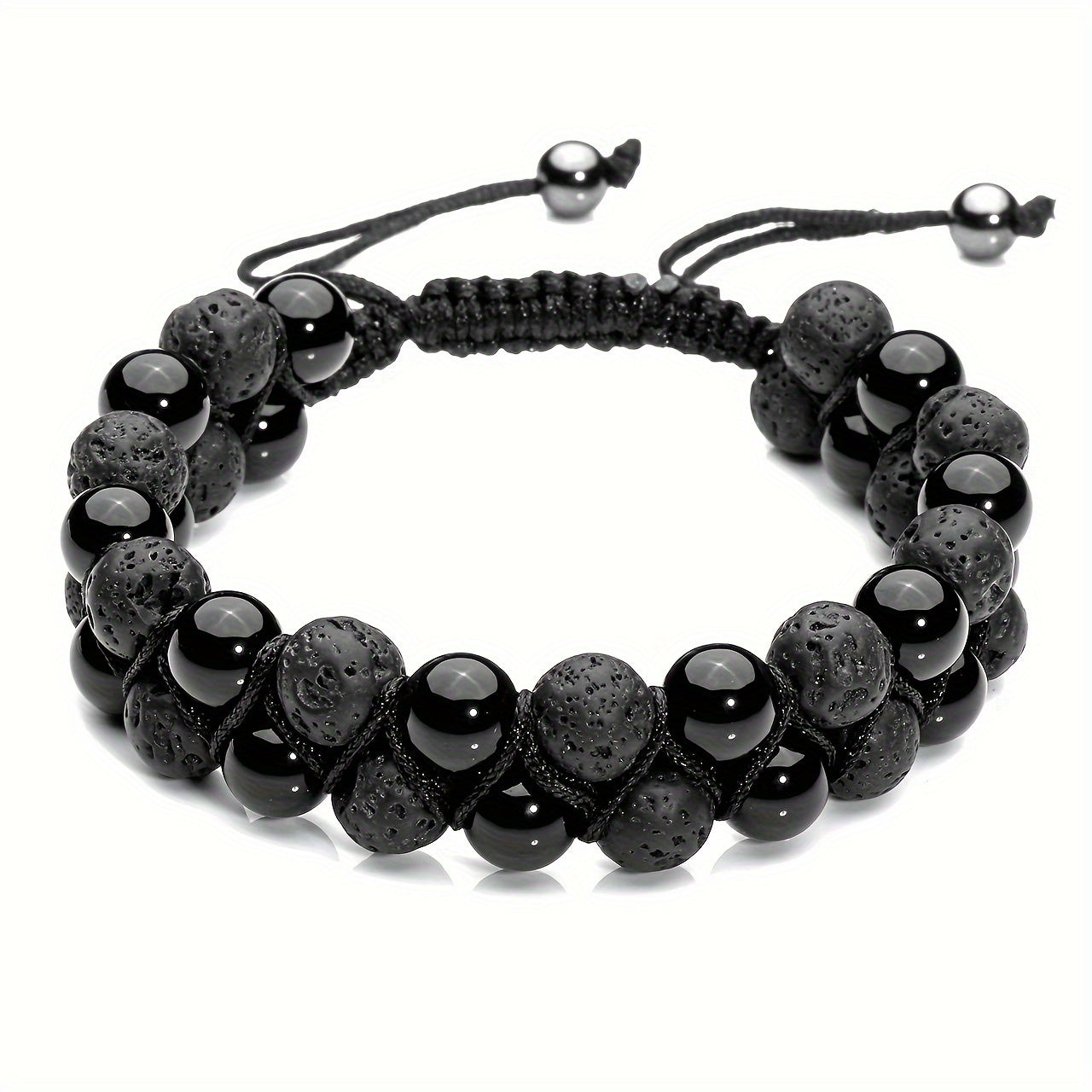Black Agate Elastic Bracelet for Energy Balance & Protection