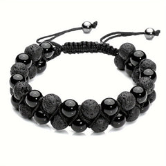 Black Agate Elastic Bracelet for Energy Balance & Protection
