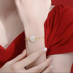 Women's Fashion Bracelet - Milky White Jade Peace Buckle with S925 Silver for Harmony & Protection