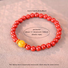 Red & Yellow Cinnabar Bead Bracelet - Prosperity Energy for Love & Protection