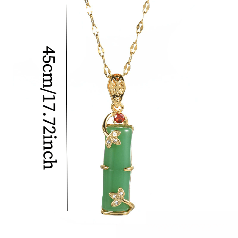 Ethnic Style Imitation Jade Bamboo Necklace - Enhancing Transformation & Resilience Through Butterfly & Bamboo Symbolism