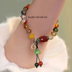 Bohemian Multi-Color Natural Agate Beaded Bracelet — Energy Balance, Luck & Spiritual Harmony Charm