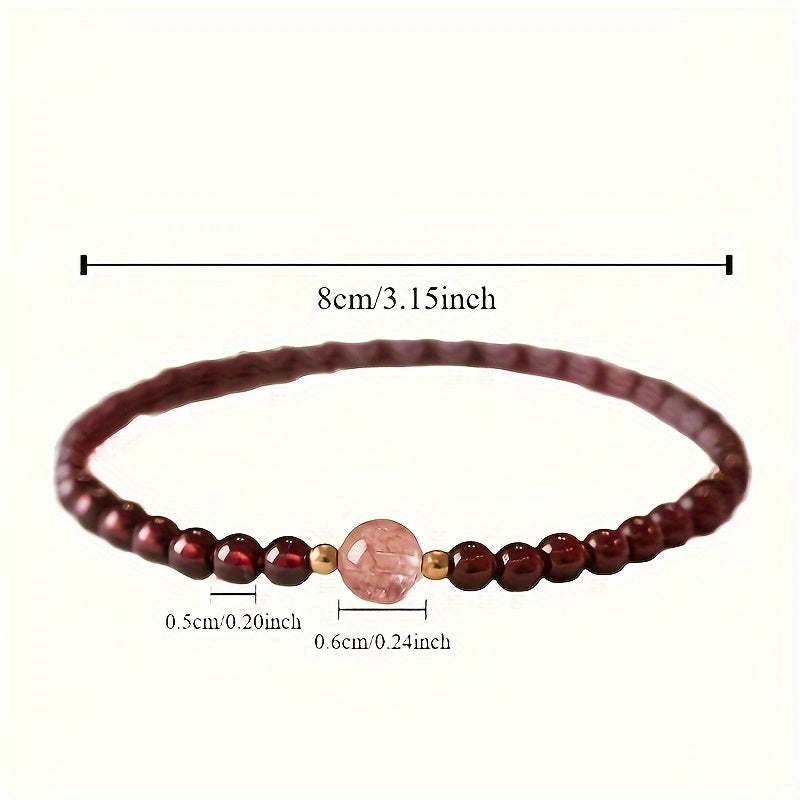 Pomegranate Garnet Beaded Bracelet Set - Harmony & Prosperity for Daily Wear
