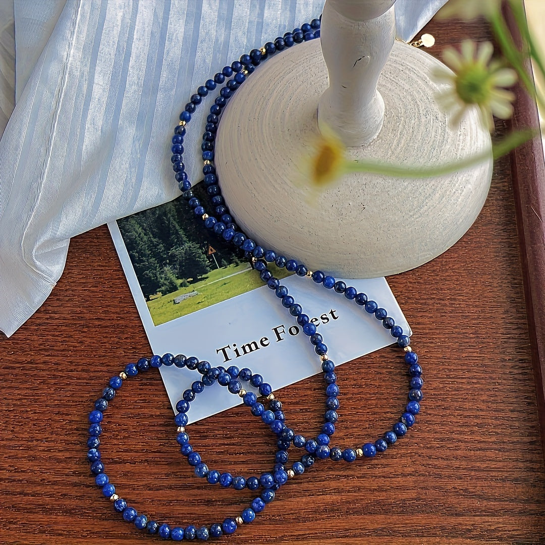 Bohemian Blue Lace Necklace – Versatile Layering Gemstone Jewelry for Daily Elegance