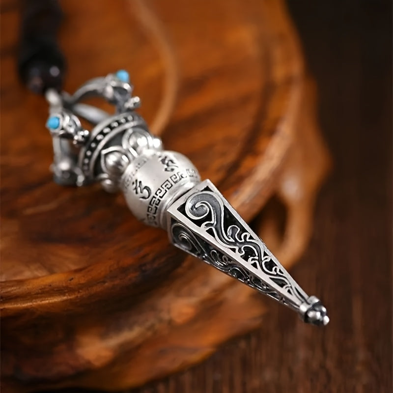 Retro Six-Character Mantra Vajra Pendant — Rotatable Spiritual Necklace for Protection, Energy Balance & Mind-Body Harmony