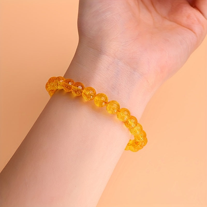 Natural Amber Beaded Bracelet for Her - Elegant Everyday Wear with Spiritual Energy