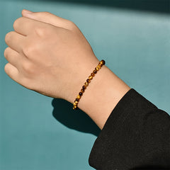 Elegant 4mm Natural Yellow Tiger Eye Stone Bracelet - Daily Wear for Positive Energy & Protection