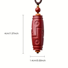 Chic Red Cinnabar Stone Bead Pendant Necklace Auspicious Energy Prosperity Amulet Daily Wear Unisex