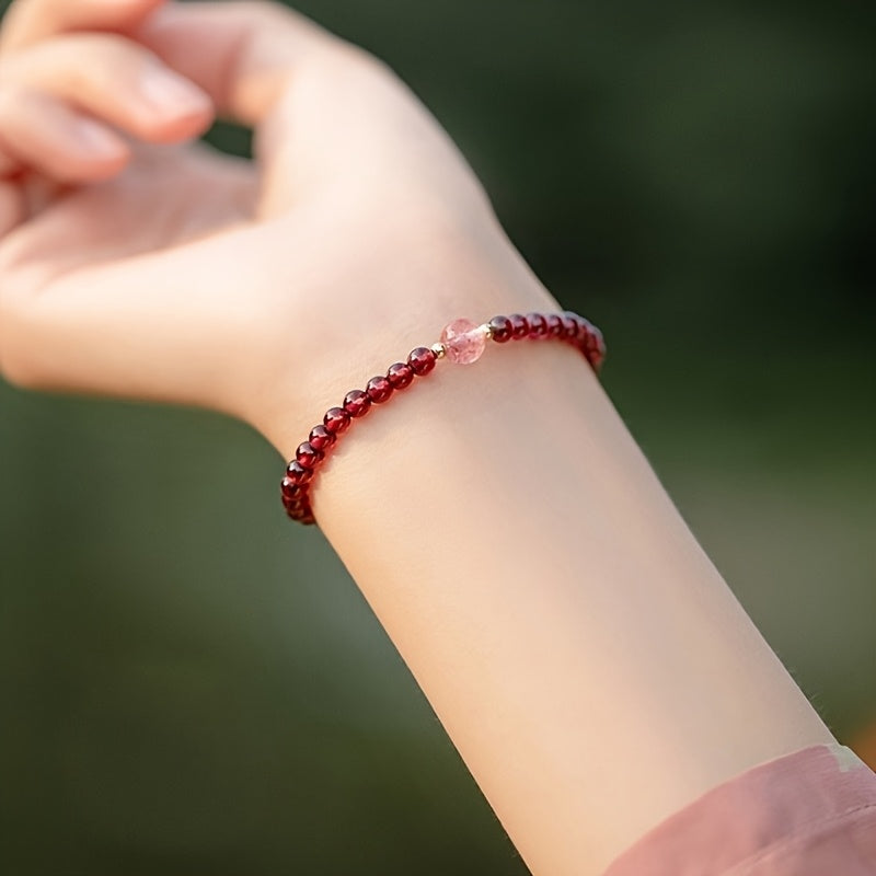 Luxury Red Pomegranate Beaded Bracelet - Energy Harmony & Prosperity