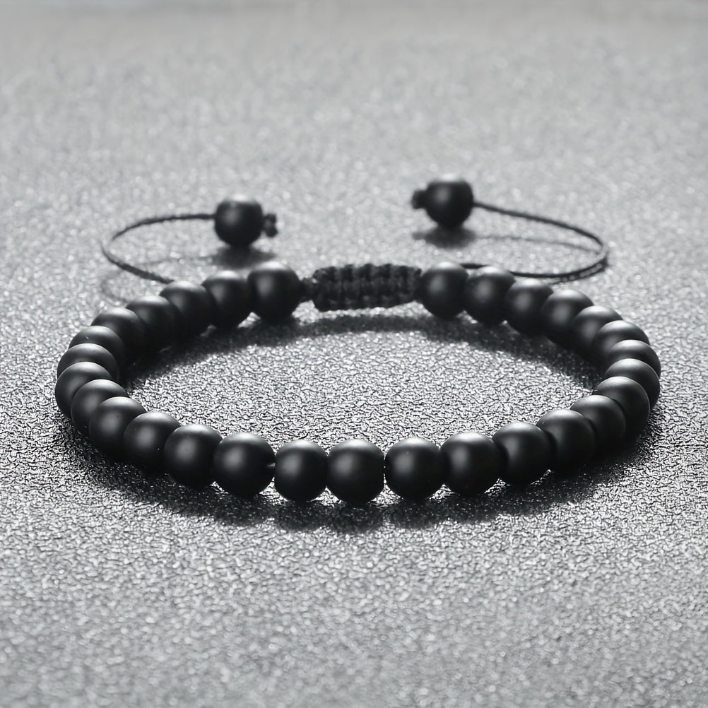 Elegant Vintage Black Matte Stone Bracelet - Grounding Energy for Daily Wear