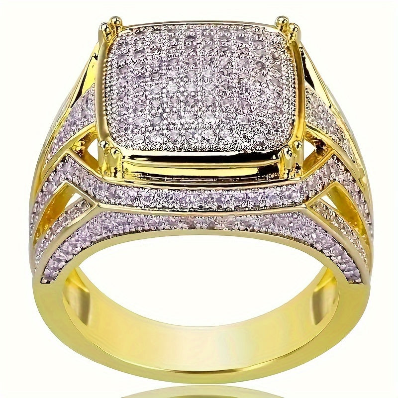 Mens Square Punk Zirconia Ring – Edgy Design with Protective Energy