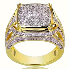 Mens Square Punk Zirconia Ring – Edgy Design with Protective Energy