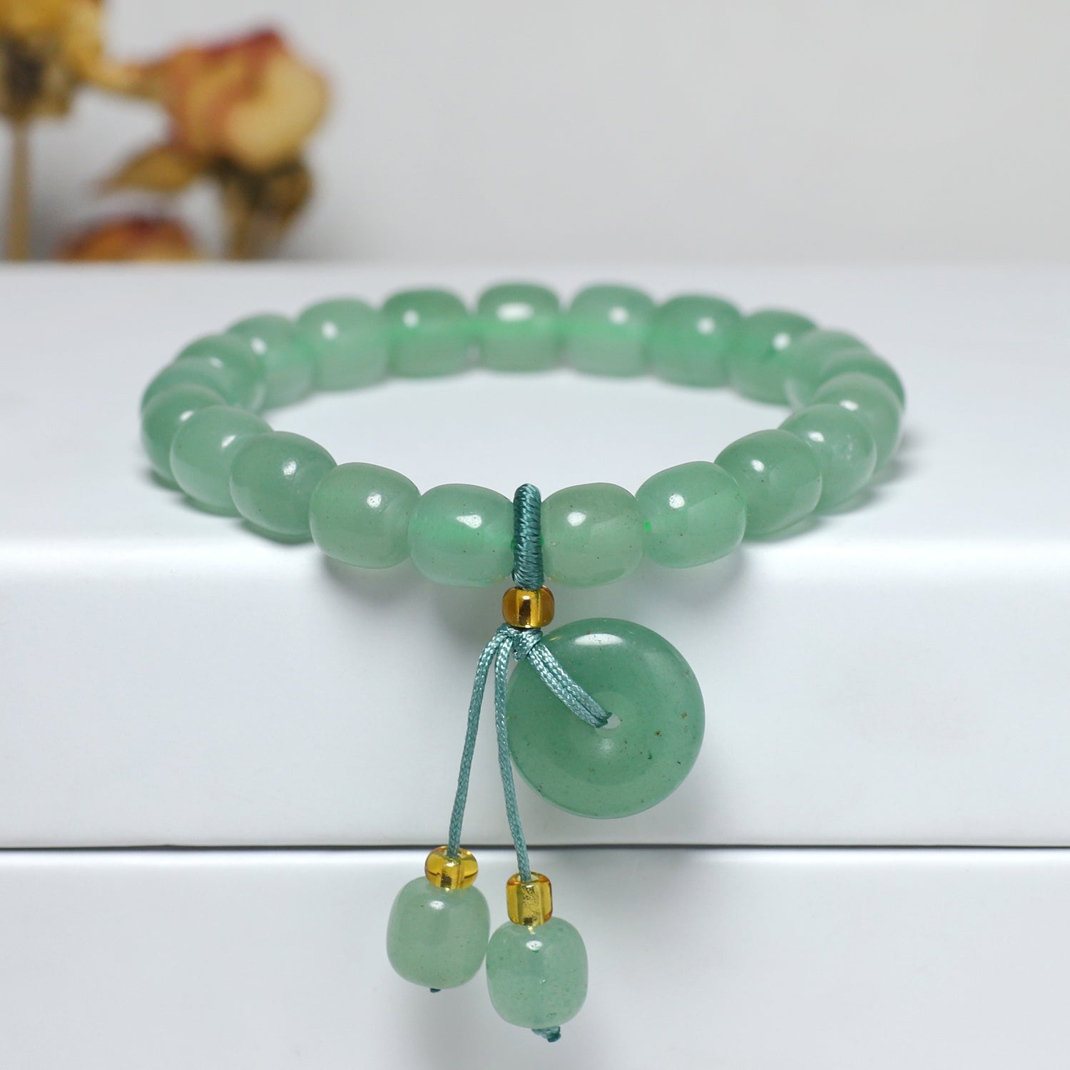 Elegant Natural Stone Bracelet with Peace Charm - Unisex Energy for Harmony & Connection