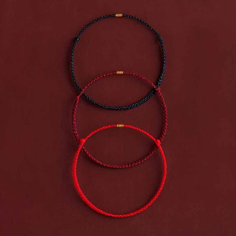 Handmade Bohemian Braided Bracelet - Black & Gold Lucky Charm for Harmony & Protection