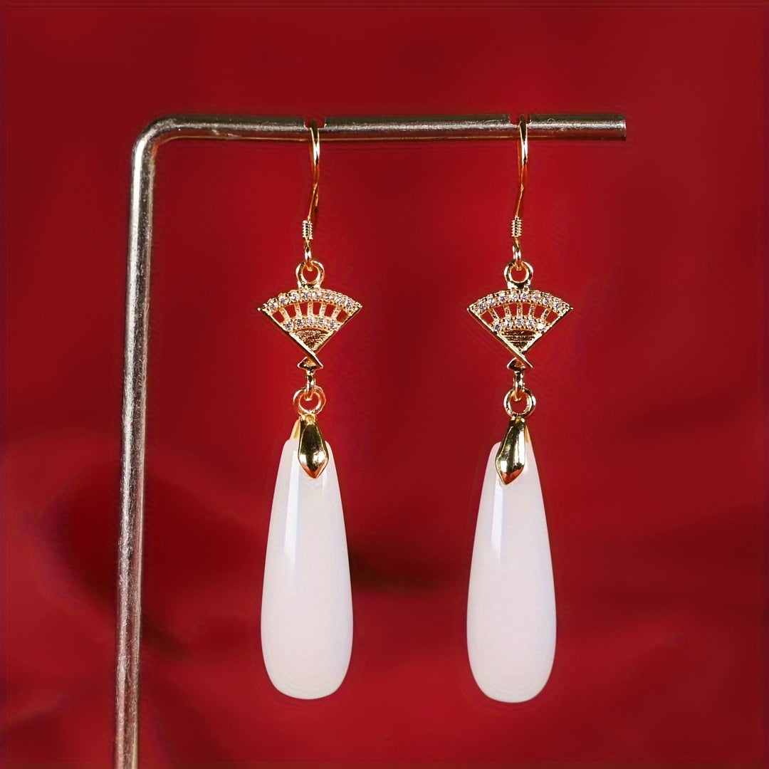 Close-up of Natural Agate Teardrop and Fan Charm