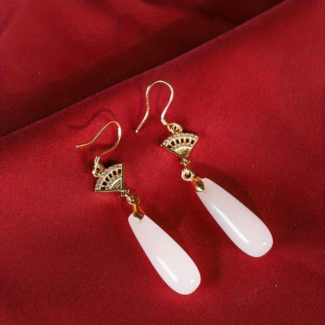 Bohemian Agate Drop Earrings - Vintage Chinese Style Natural Stone Fashion Accessory for Harmony and Elegance