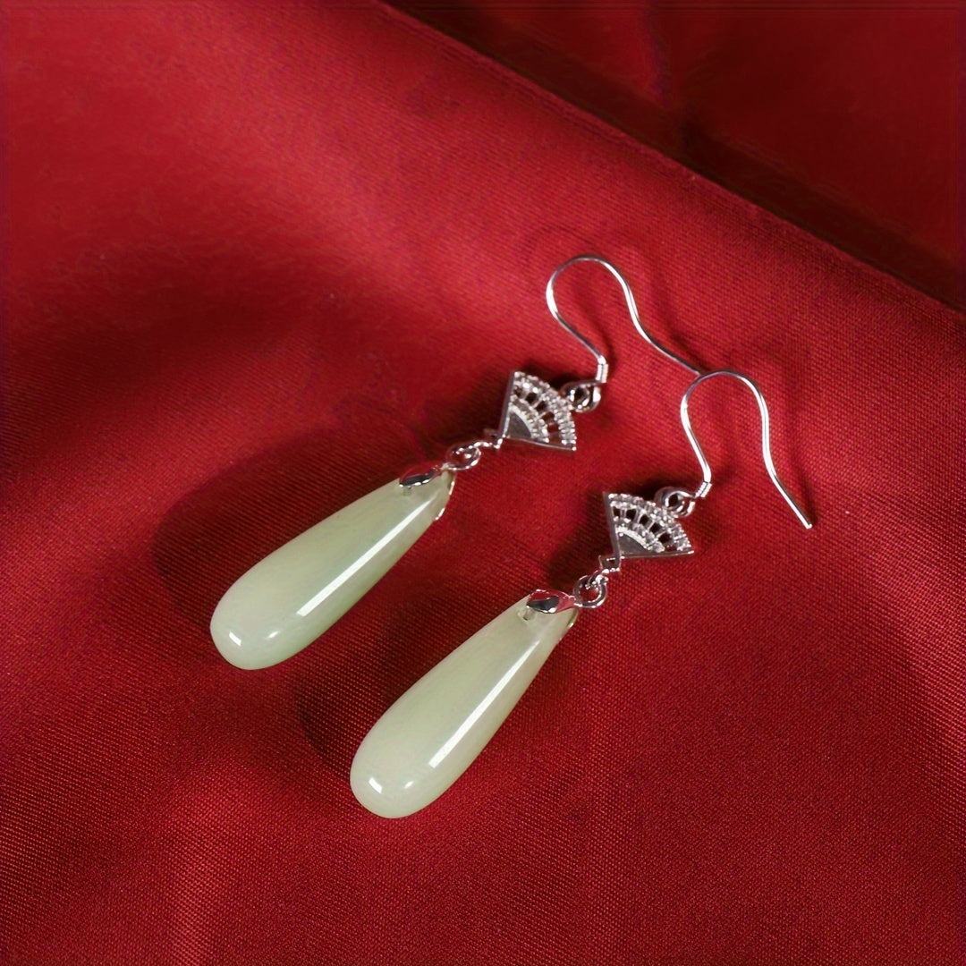 Bohemian Agate Drop Earrings - Vintage Chinese Style Natural Stone Fashion Accessory for Harmony and Elegance