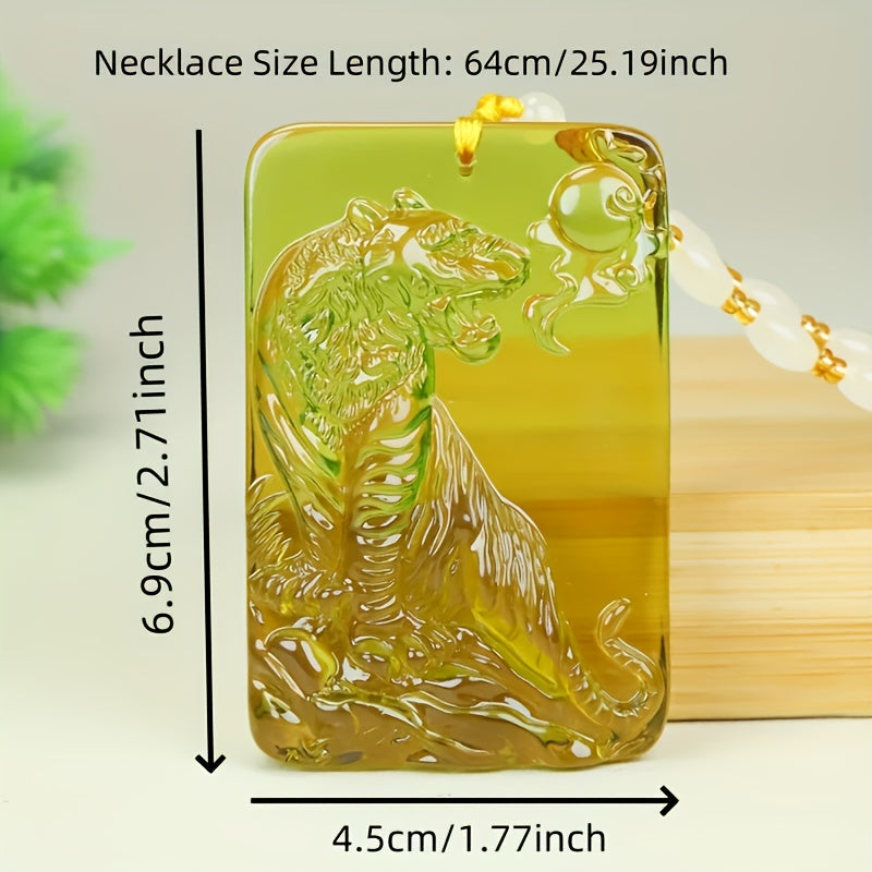 Bohemian Tiger Pendant worn as statement jewelry