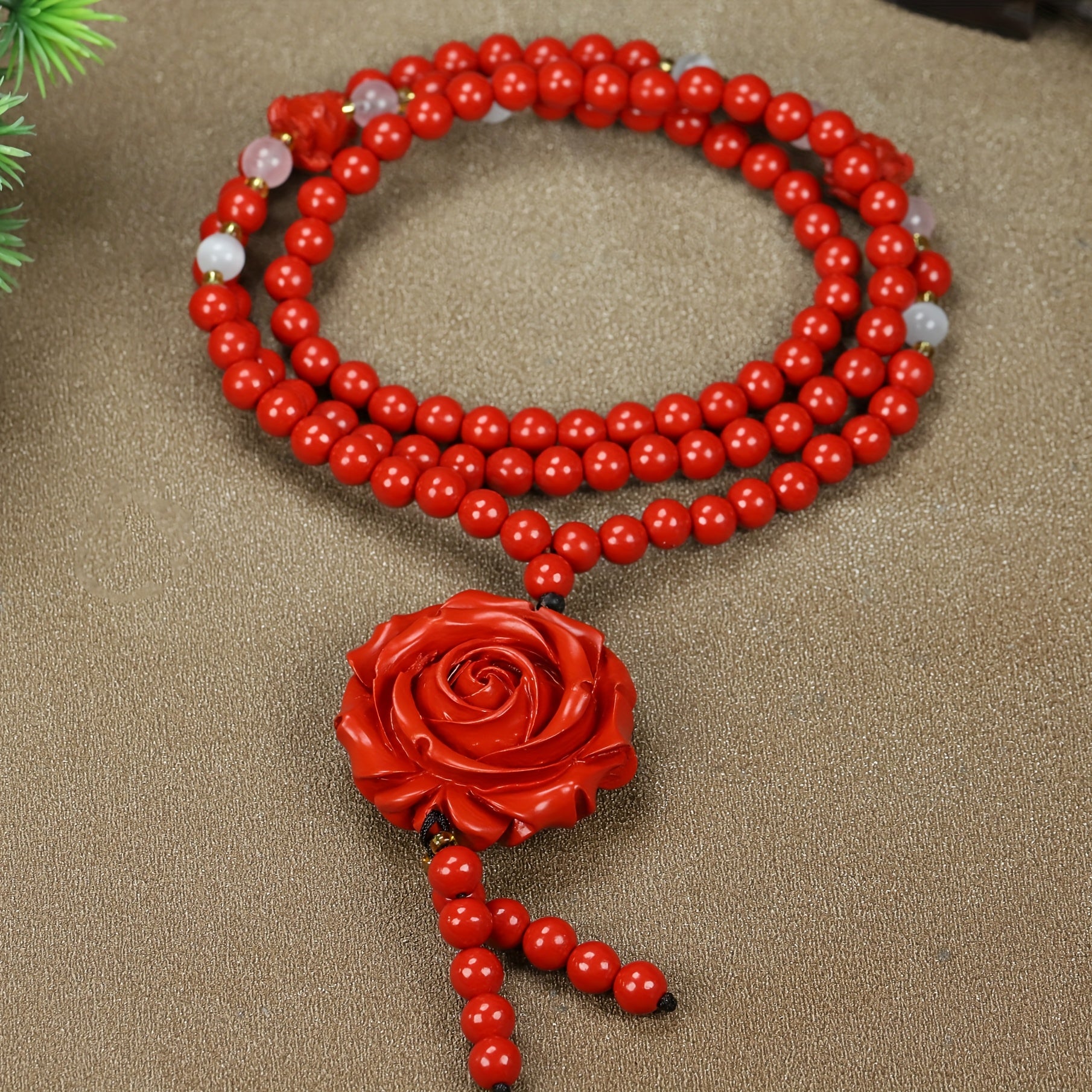 Boho cinnabar necklace showcasing artistic composition and symbolism