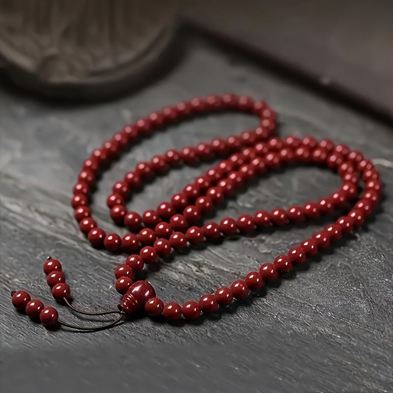 108 Beads Blessing Bracelet: Red Agate Beads for Good Luck & Spiritual Energy