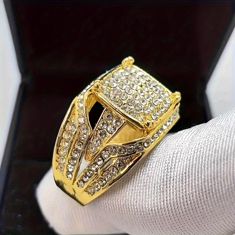 Mens Square Punk Zirconia Ring – Edgy Design with Protective Energy