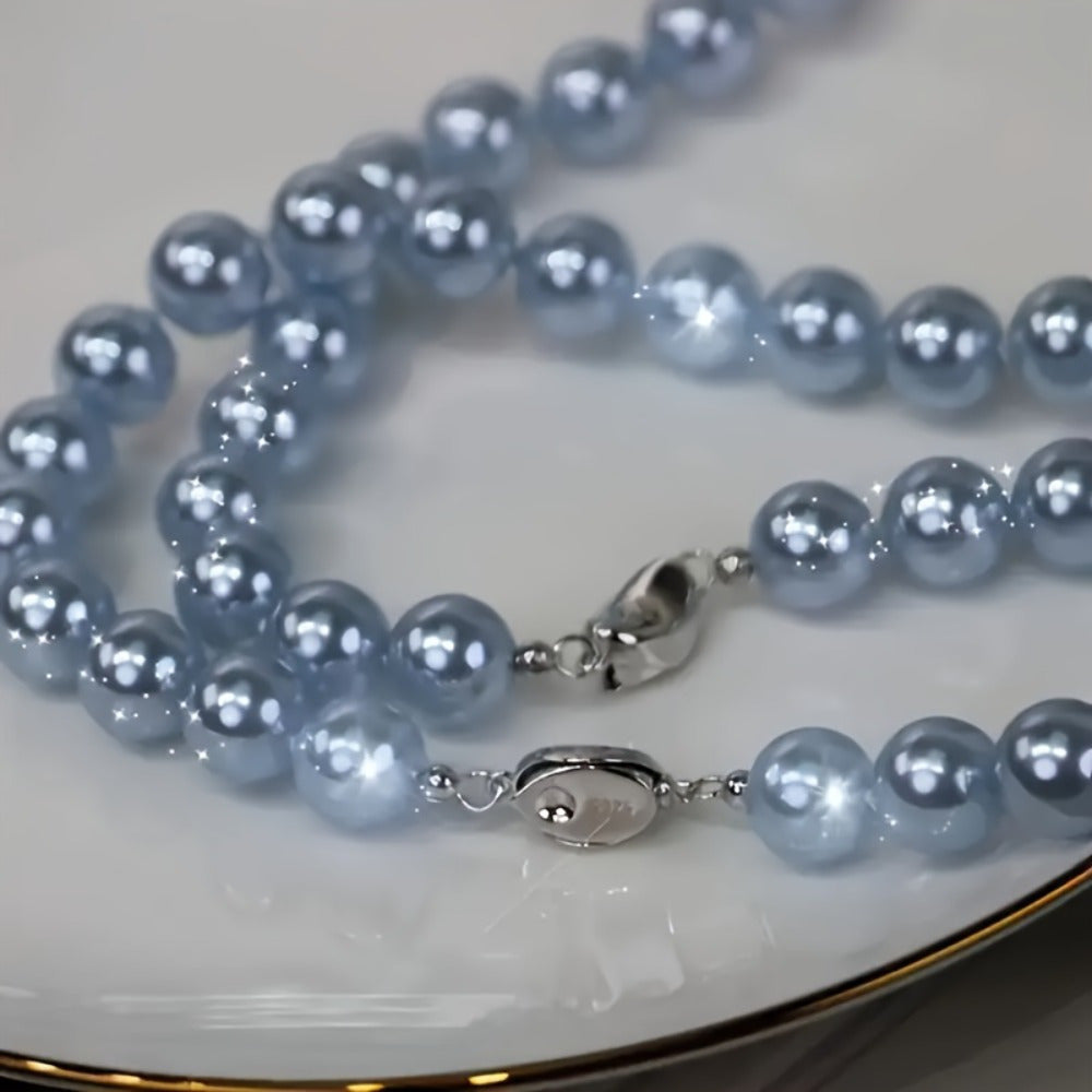 Bohemian Vacation Style Blue Freshwater Pearls Necklace - Elegant Layered Jewelry for Casual & Gift Occasions with Spiritual Energy