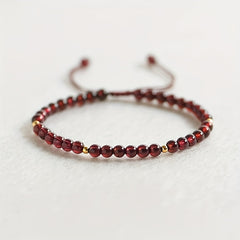 Elegant Red Garnet Braided Bracelet - Minimalist Design for Love & Protection