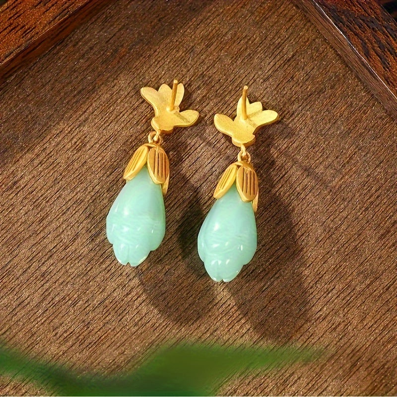 New Chinese National Style Enamel Earrings - Ancient Design with Healing Energy